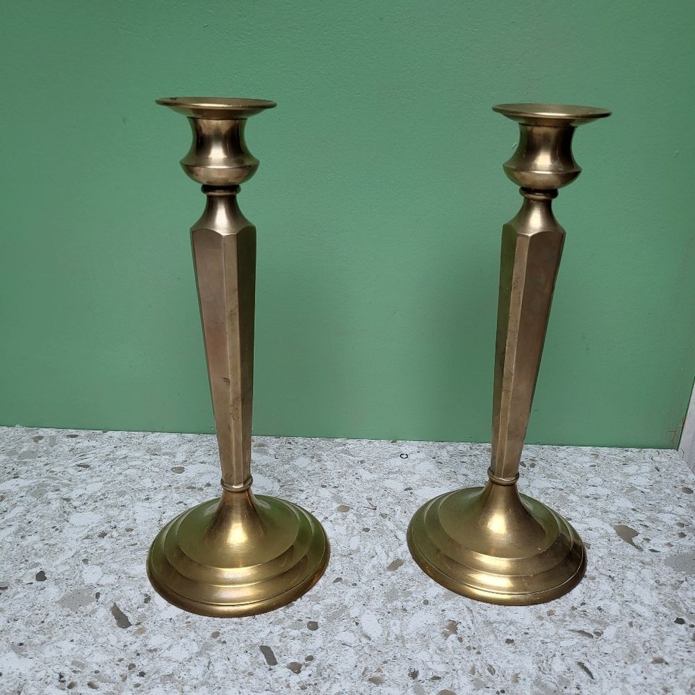 Solid Brass Candlesticks - 14 Inches